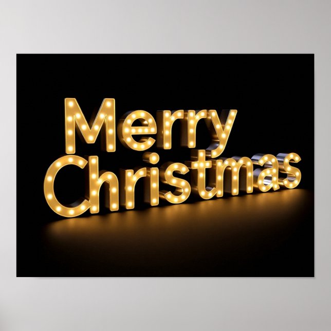 Póster Merry Christmas Luxury Typography Poster Paper H03 (Frente)