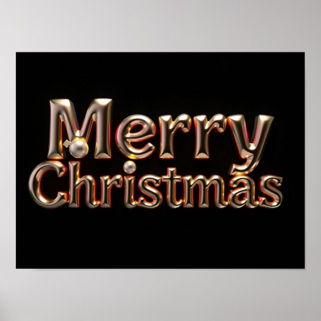 Póster Merry Christmas Luxury Typography Poster Paper H12 (Frente)