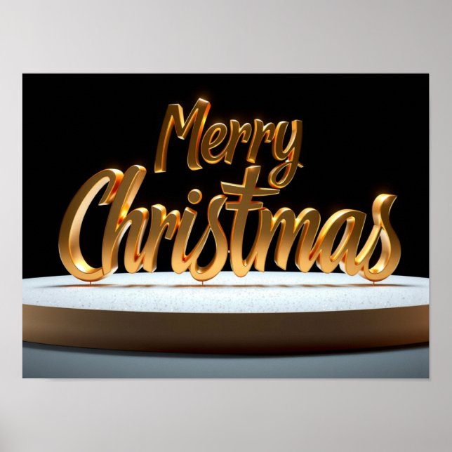 Póster Merry Christmas Luxury Typography Poster Paper H33 (Frente)