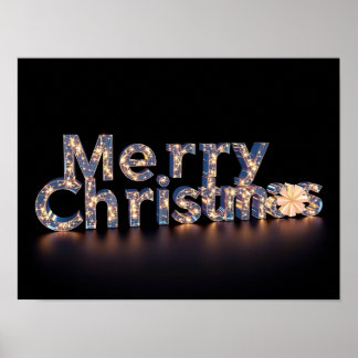 Póster Merry Christmas Luxury Typography Poster Paper H48