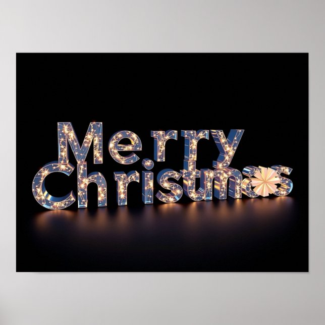 Póster Merry Christmas Luxury Typography Poster Paper H48 (Frente)