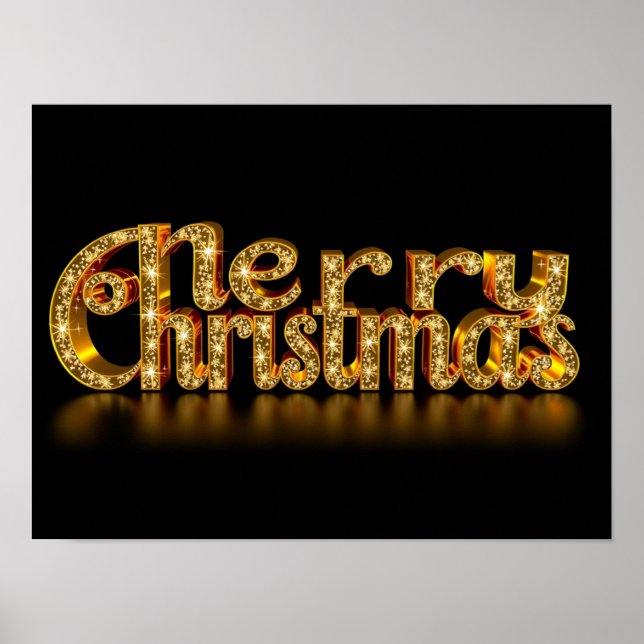 Póster Merry Christmas Luxury Typography Poster Paper H49 (Frente)