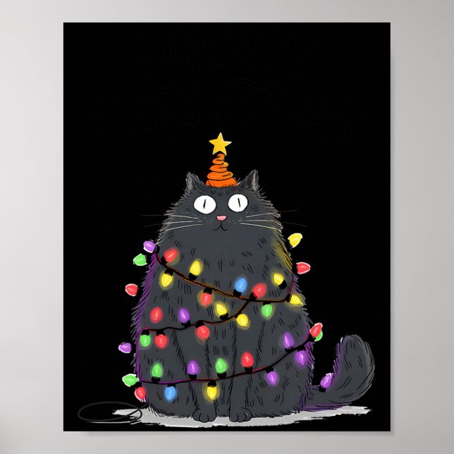 Póster Merry Christmas Meowy Cats Tree Lovers Cute Catmas (Frente)