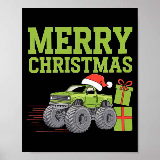 Póster Merry Christmas Monster Truck Toddler Boys Xmas  (Frente)