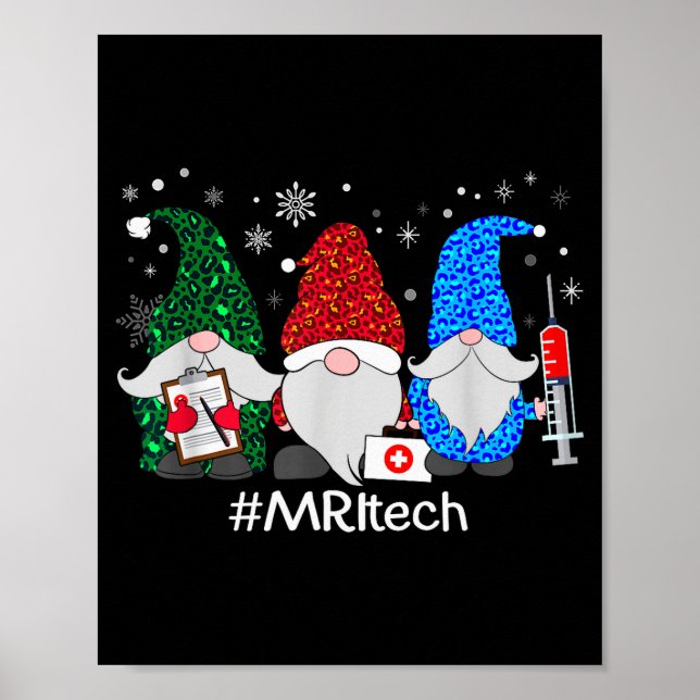 Póster Merry Christmas Mri Tech Gnomes Cute Xmas Leopard  (Frente)