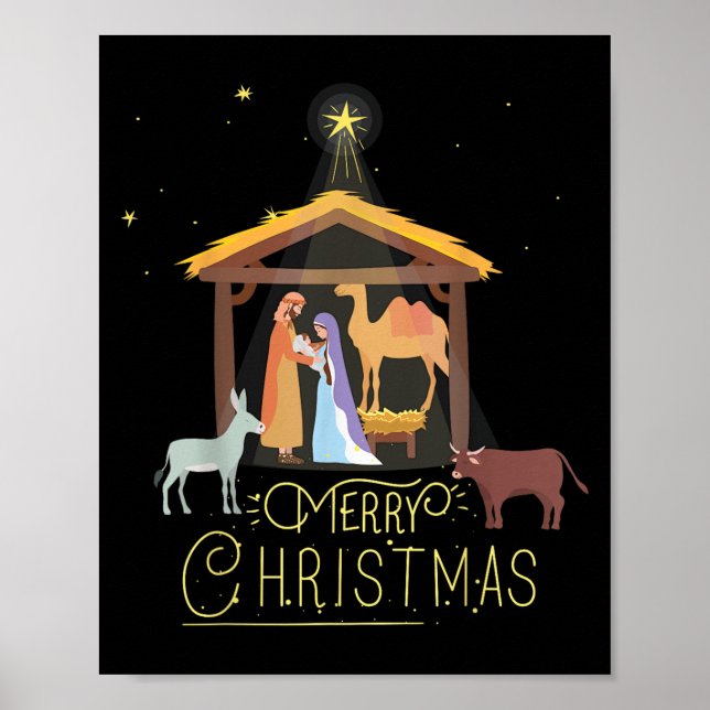 Póster Merry Christmas - Nativity Scene North Star - Baby (Frente)
