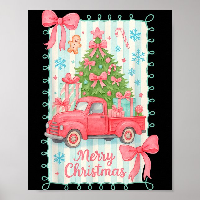Póster Merry Christmas Nk Truck Family Matching Pajamas G (Frente)
