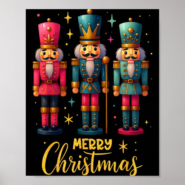 Póster Merry Christmas Nutcracker Ballet Dance Women Kids (Frente)