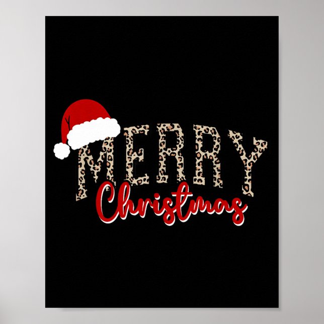 Póster Merry Christmas Pattern Xmas Leopard Family Cute W (Frente)