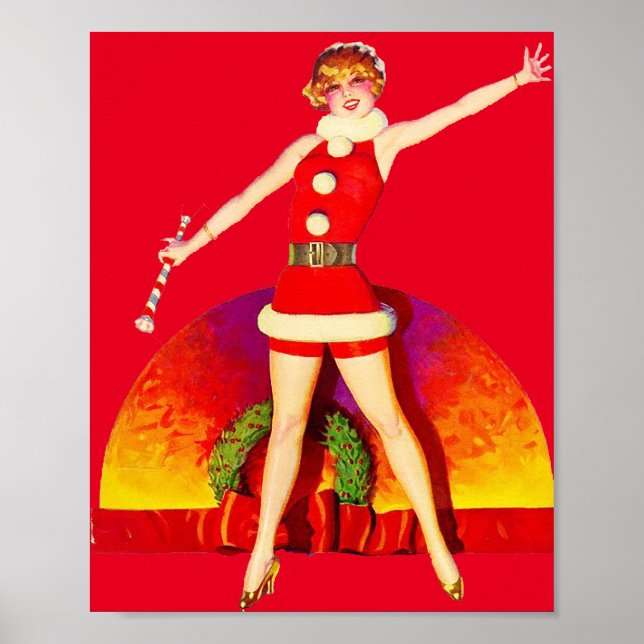 Póster Merry Christmas - Pin Up Doll (Frente)