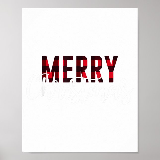 Póster Merry Christmas Plaid Graphic Christmas Letter Pri (Frente)
