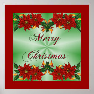 Póster Merry Christmas Poinsettia Poster