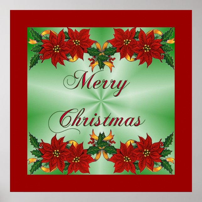 Póster Merry Christmas Poinsettia Poster (Frente)