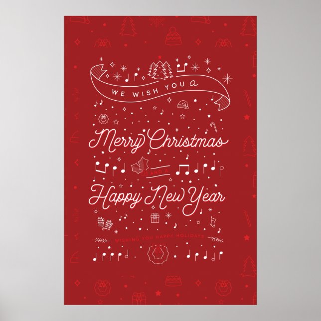 Póster Merry Christmas Poster 24x36 / Black (Frente)