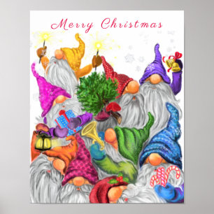 Póster Merry Christmas Poster Happy Gnomes Party