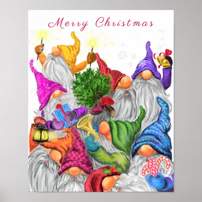 Póster Merry Christmas Poster Happy Gnomes Party (Frente)