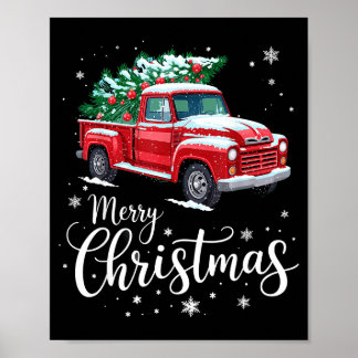 Póster Merry Christmas Red Truck Family Matching Christma