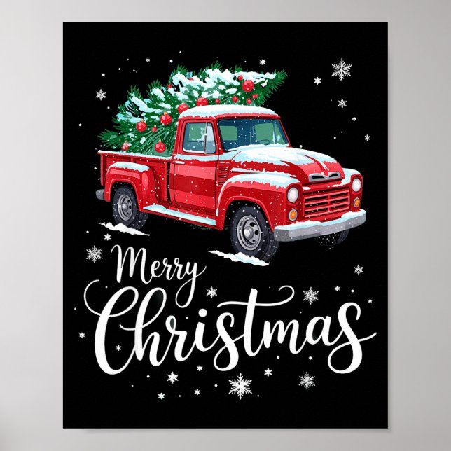 Póster Merry Christmas Red Truck Family Matching Christma (Frente)