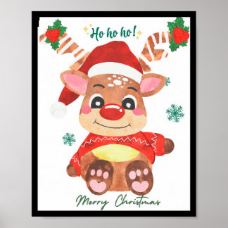 Póster Merry Christmas Reindeer Festive Fun Toddler 