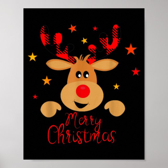 Póster Merry Christmas Reindeer Men Women Kids Matching R (Frente)