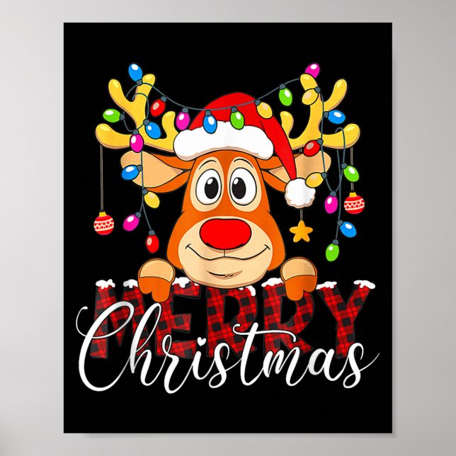 Póster Merry Christmas Reindeer Xmas Family Pajamas Buffa (Frente)