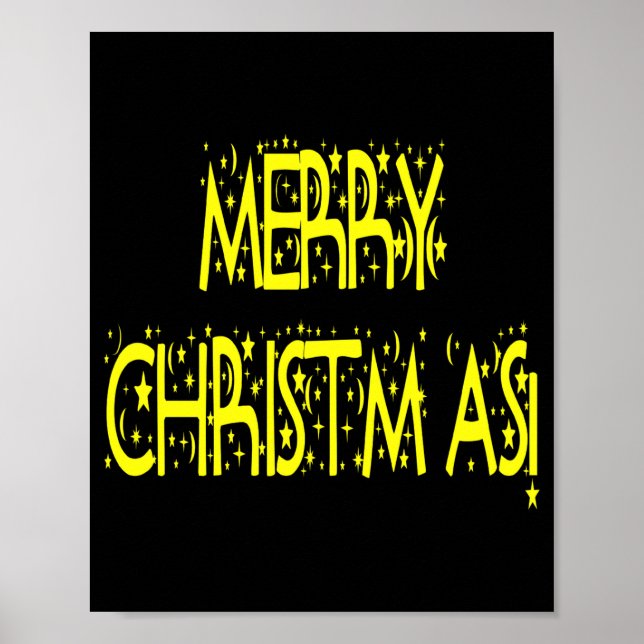 Póster Merry Christmas Starry Night Font Girls Boys  (Frente)