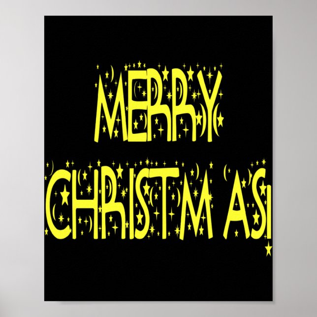 Póster Merry Christmas Starry Night Font Girls Boys T Shi (Frente)