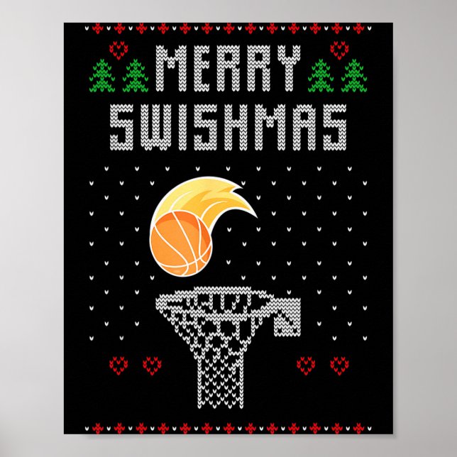 Póster Merry Christmas Swishmas Basketball Xmas Gift Ugly (Frente)