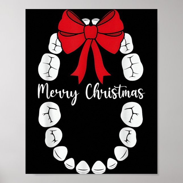 Póster Merry Christmas Teeth Wreath Dental Christmas Shir (Frente)