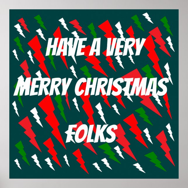 PÓSTER MERRY CHRISTMAS TEXTO BLANCO VERDE ROJO (Frente)