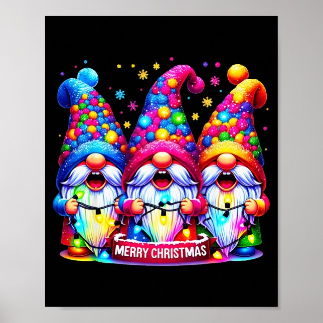 Póster Merry Christmas Three Gnomes Xmas Family Men Women (Frente)
