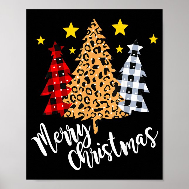 Póster Merry Christmas Tree Buffalo Plaid Red Green Xmas  (Frente)