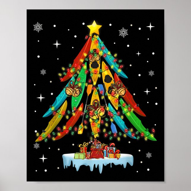 Póster Merry Christmas Tree Kayak Kayaking - Uni-adults,  (Frente)
