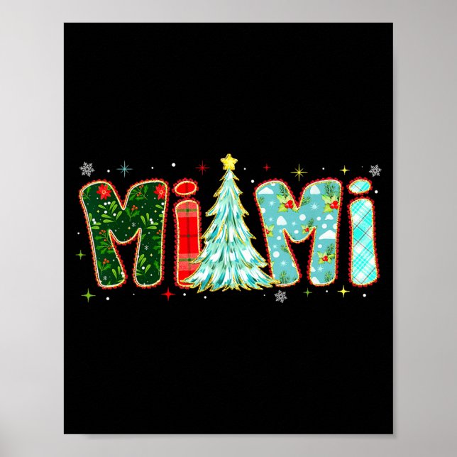 Póster Merry Christmas Tree Plaid Mimi Aesthetic Mom Mama (Frente)