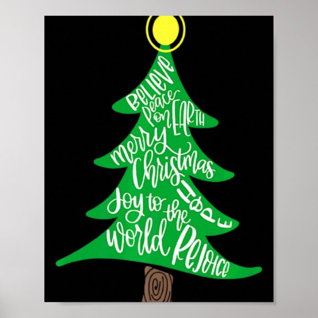 Póster Merry Christmas Tree Tygraphy For Men Women Kid T  (Frente)