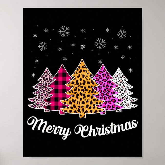 Póster Merry Christmas Trees Leopard Nk Shirt For Women G (Frente)