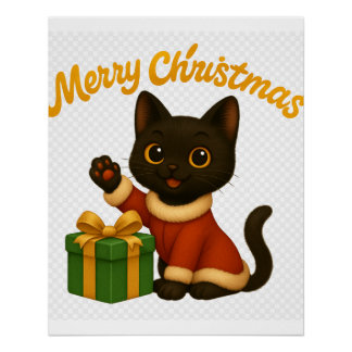 Póster Merry Christmas with Emi the Black Cat