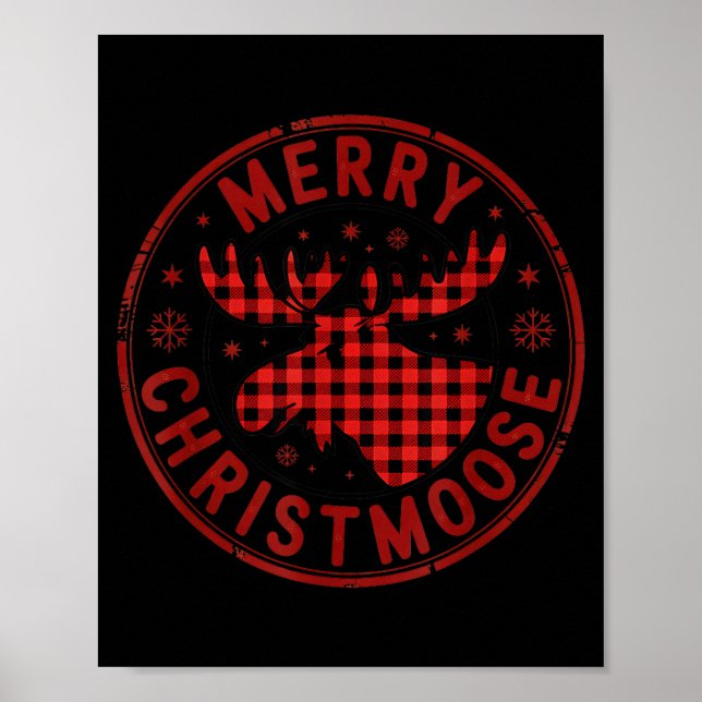 Póster Merry Christmoose Funny Christmas Badge Moose Part (Frente)