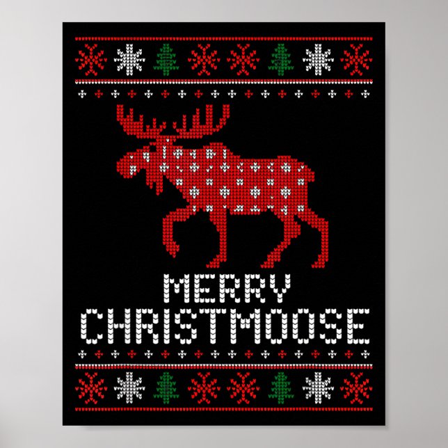 Póster Merry Christmoose Funny Christmas Moose Sweater An (Frente)