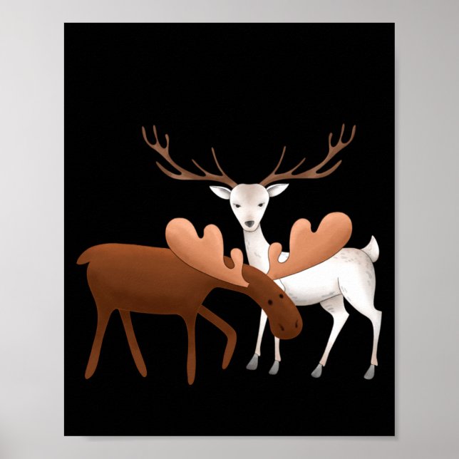 Póster Merry Christmoose Happy New Deer T Shirt  (Frente)