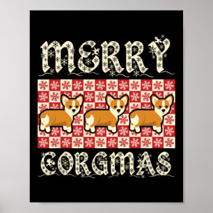 Póster Merry Corgmas Xmas Raza de Perro Diseño Perros Cor