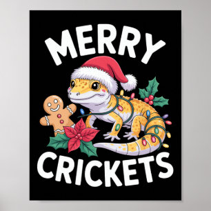 Póster ¡Merry Crickets! Pun Navidades de Leopard Gecko