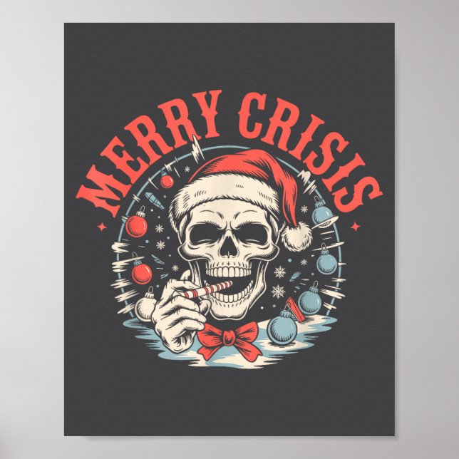 Póster Merry Crisis Dark Humor Sarcastic Christmas Goth P (Frente)