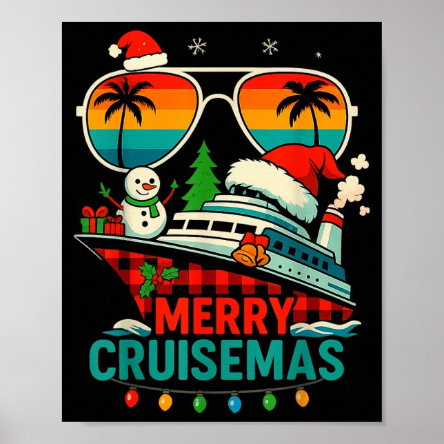 Póster Merry Cruisemas 2025 Christmas Santa Snowman Funny (Frente)