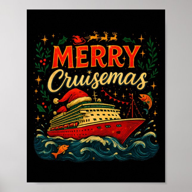 Póster Merry Cruisemas Funny Christmas Cruise Vacation  (Frente)