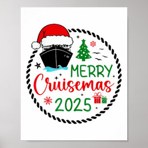 Póster Merry Cruisemas Santa Hat Cruise Ship Navidades Cr