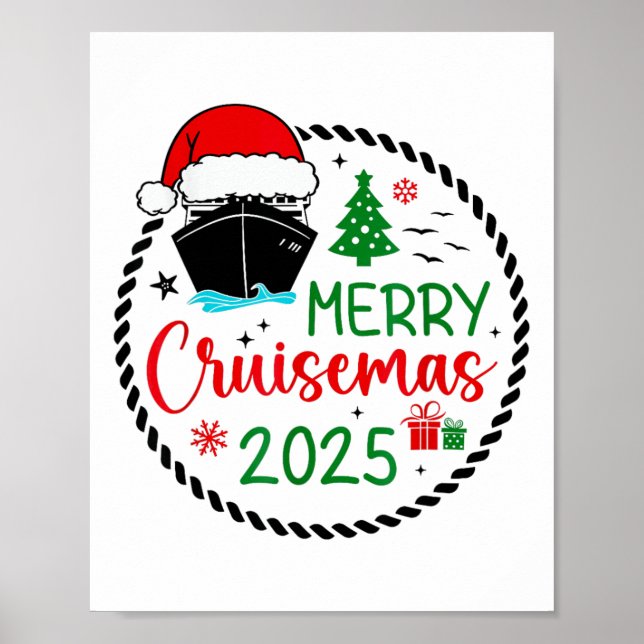 Póster Merry Cruisemas Santa Hat Cruise Ship Navidades Cr (Frente)