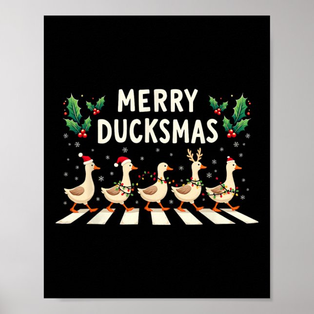 Póster Merry Duckmas Santa Hat Xmas Duck Lover Funny Duck (Frente)