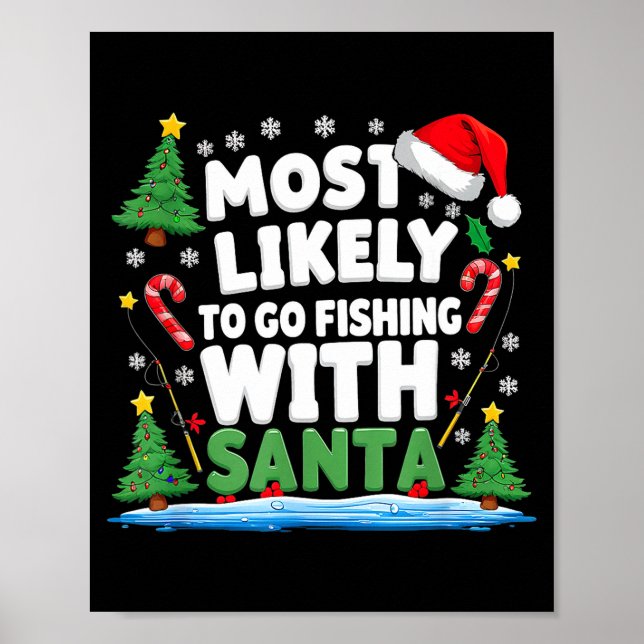 Póster Merry Fishmas Funny Fish Santa Bigfoot Christmas F (Frente)