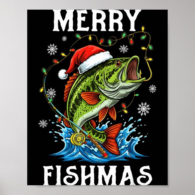 Póster Merry Fishmas Santa Fishing Lovers Funny Fisherman (Frente)